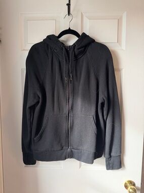 Black Zip-Up Hooded Sweatshirt